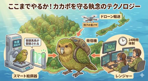【愛すべきポンコツ】世界で唯一飛べないオウム「カカポ」が、あまりに無防備で絶滅しそうな話