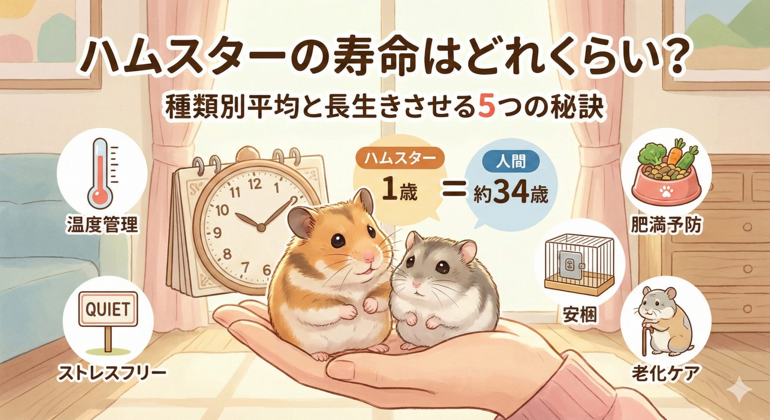 ハムスターの寿命はどれくらい?種類別平均と長生きさせる5つの秘訣