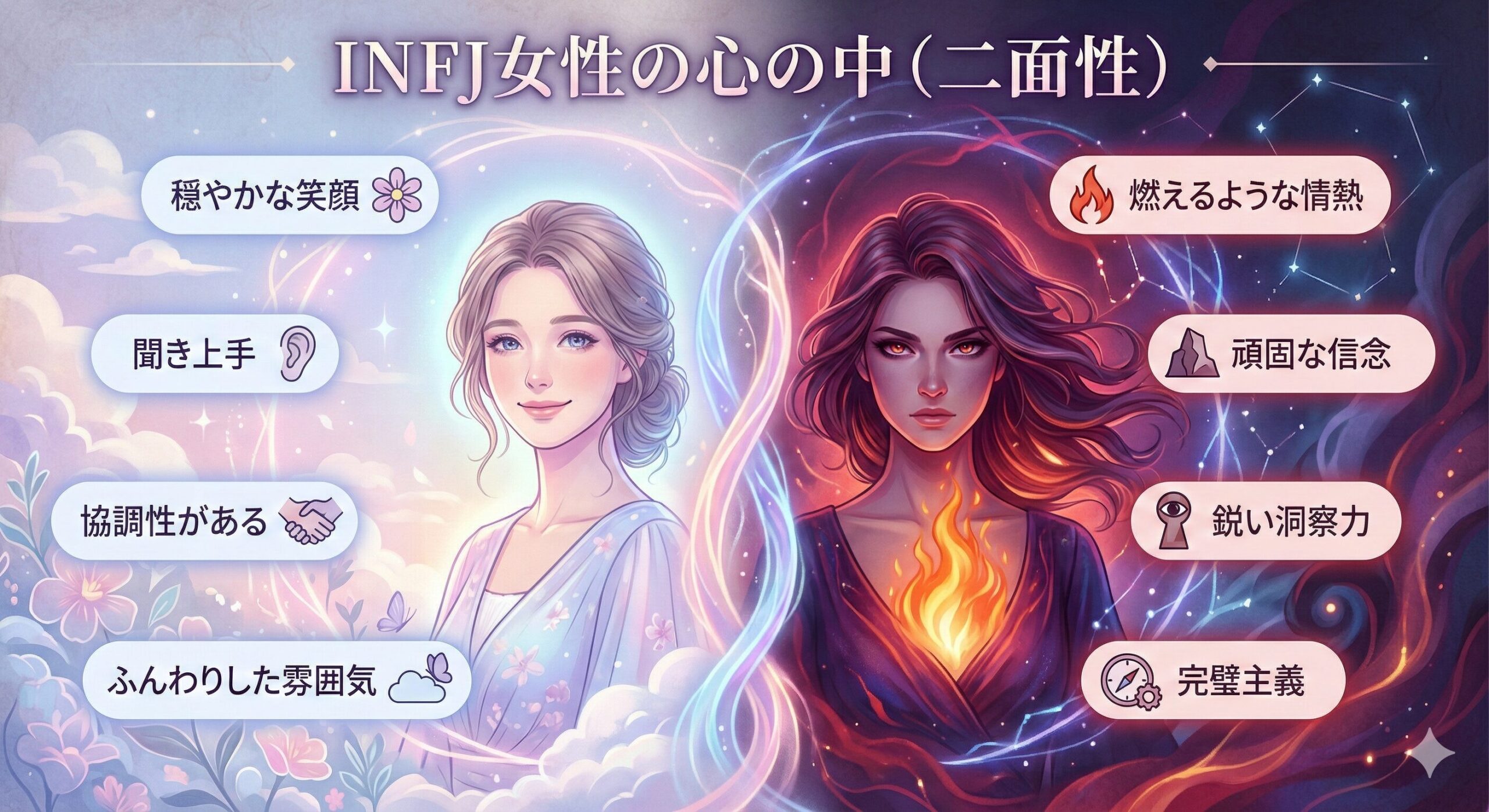 INFJ（提唱者）女性の特徴とは？「ミステリアス」と言われる理由と、生きづらさを才能に変える方法