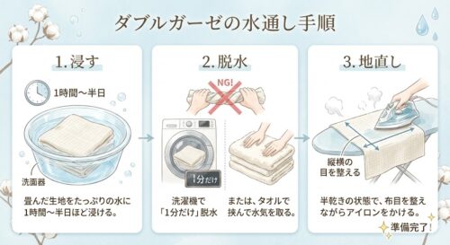 【手芸初心者必見】ダブルガーゼの失敗しない扱い方｜水通しから縫い方のコツまで