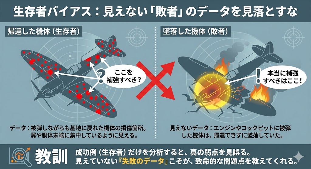 生存者バイアスとは?成功者の影に隠れた「見えないデータ」が判断を狂わせる理由