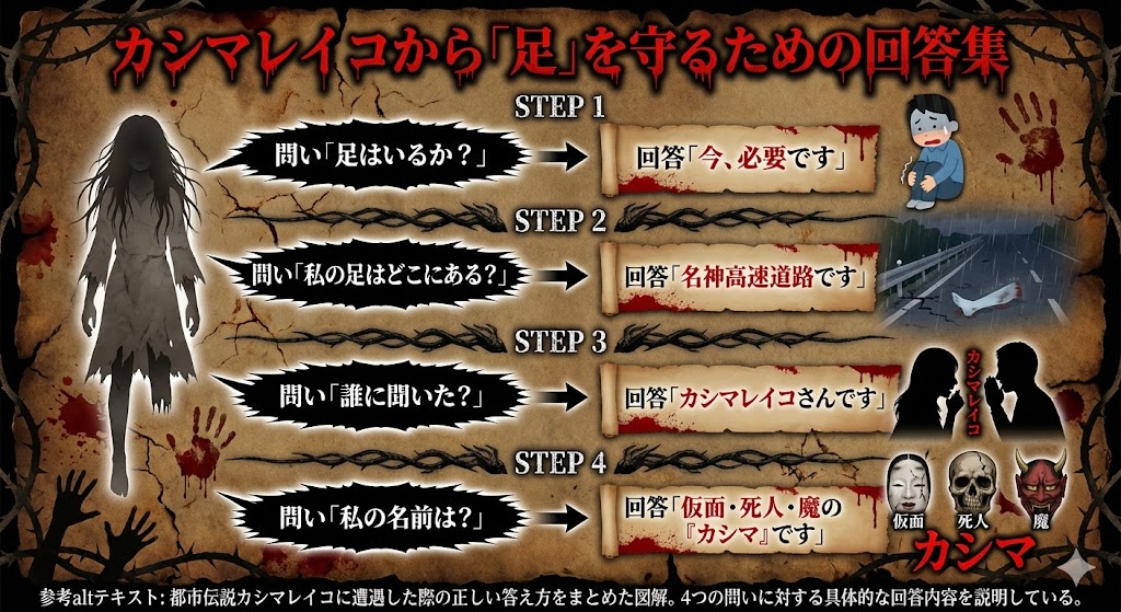 カシマレイコの正体とは?都市伝説の由来と「足」を守るための対策・回答集