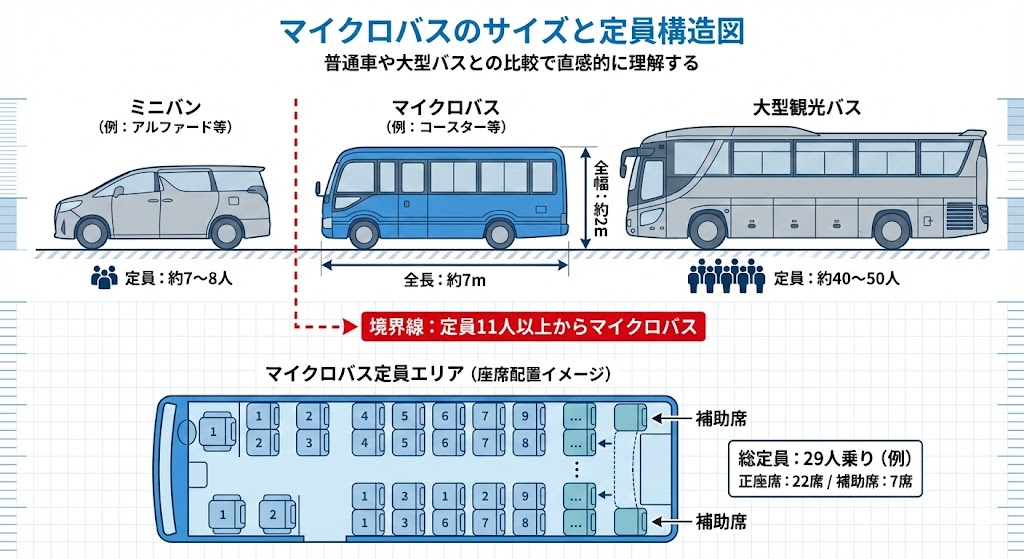 マイクロバスの定員・免許・サイズを徹底解説！レンタルと購入どっちがお得？