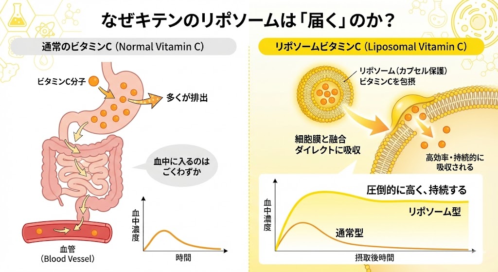 キテン（Kiten）リポソームビタミンCの効果は？口コミや飲み方、他社比較を徹底解説