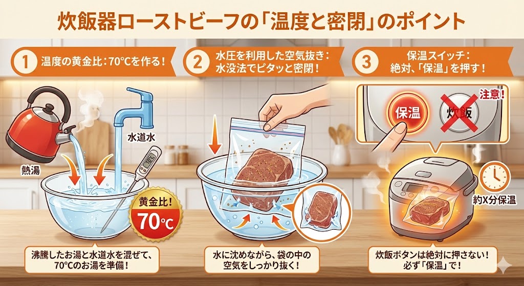 炊飯器で失敗なし！絶品ローストビーフの作り方｜放置でプロ級の仕上がりに