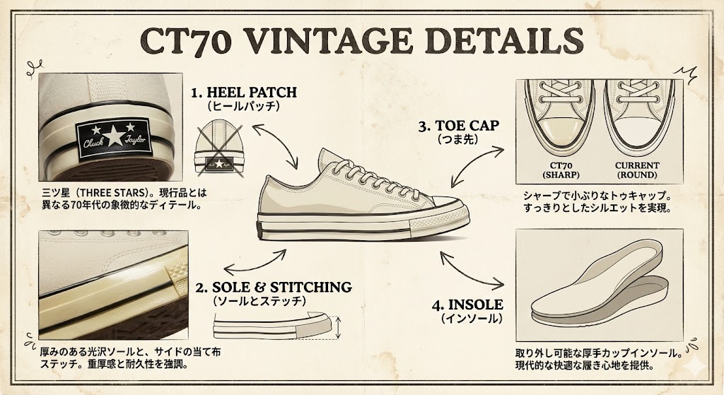CT70（チャックテイラー70）とは？現行オールスターとの違いやサイズ感、日本での買い方を徹底解説