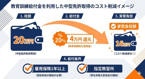 中型免許の費用はいくら?【2026年最新】所持免許別の料金相場と安く取る裏ワザ
