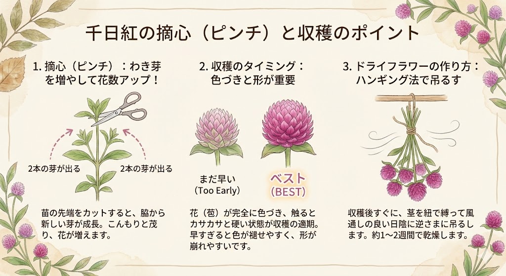 千日紅（センニチコウ）の育て方完全ガイド｜長く咲かせるコツと色鮮やかなドライフラワーの作り方