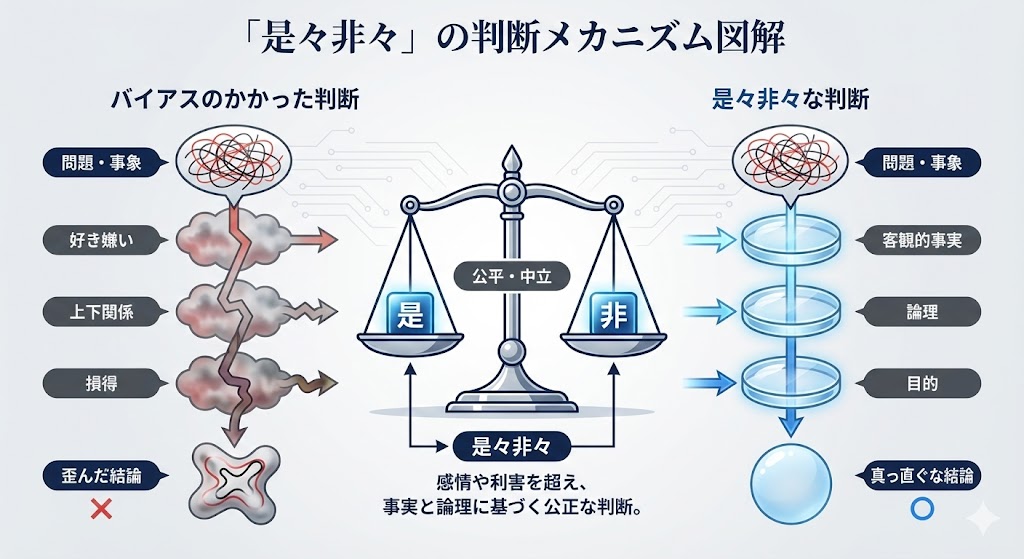 「是々非々」の正しい意味と使い方は？ビジネスで信頼される「公平な判断」の極意