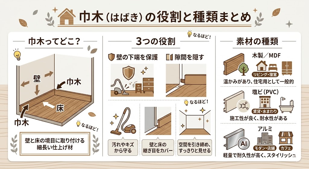 巾木とは？読み方・役割・種類・選び方をわかりやすく解説