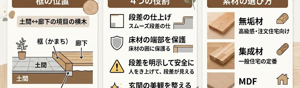框（かまち）とは？意味・読み方・玄関框の役割・種類・お手入れ方法を解説