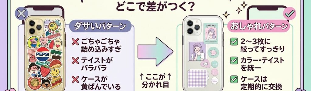 スマホケースにステッカーを挟むのはダサい？流行の背景とおしゃれに見せるコツを解説