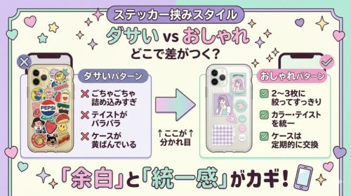 スマホケースにステッカーを挟むのはダサい？流行の背景とおしゃれに見せるコツを解説