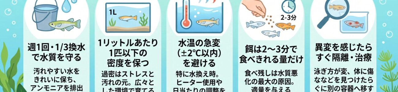 メダカの寿命は何年？長生きさせるコツと死因・飼育環境の整え方を解説
