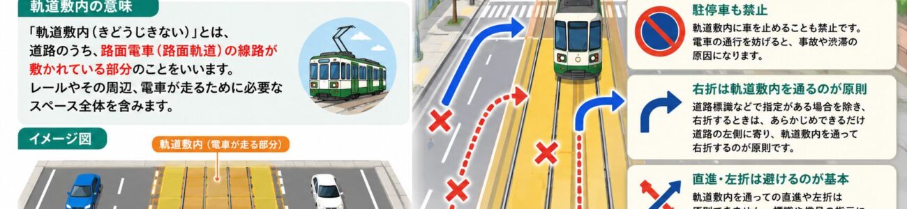 「軌道敷内」とは?言葉の意味と道路上でのルールをやさしく解説