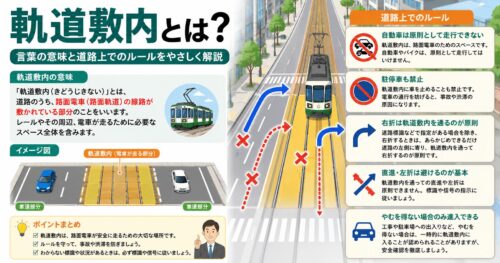 「軌道敷内」とは?言葉の意味と道路上でのルールをやさしく解説